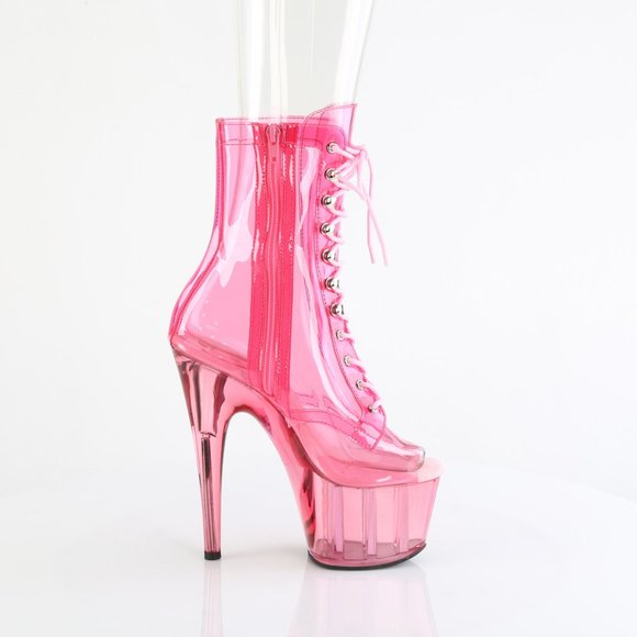 Pleaser Adore 1021C-T Pink PVC Platform Ankle Boots - Picture 5 of 5